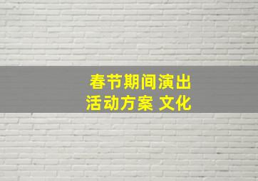 春节期间演出活动方案 文化